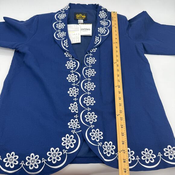New BOB MACKIE Art to Wear Linen Blend Jacket Size L Embroidered 3/4 Sleeve - Picture 6 of 6